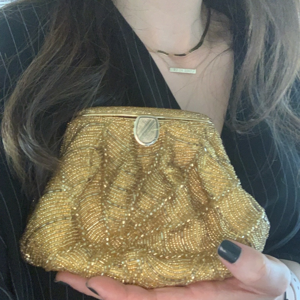 🌱Vintage Lindsey Blake Gold beaded Purse